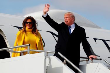Donald et Melania Trump arrivant dans l'Ohio, le 5 février 2018.