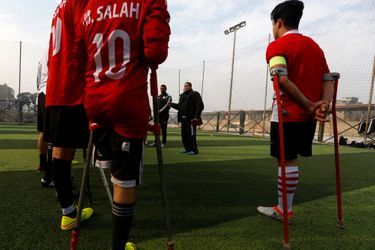 Entraînement de la Miracle Team, équipe égyptienne de footballeurs, au Caire, le 29 décembre 2017.