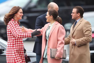 La princesse Victoria et le prince Daniel de Suède avec la duchesse de Cambridge et le prince William à Stockholm, le 31 janvier 2018