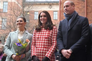 La princesse Victoria de Suède avec la duchesse de Cambridge et le prince William à Stockholm, le 31 janvier 2018