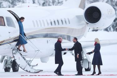 La duchesse de Cambridge et le prince William avec la princesse Mette-Marit et le prince Haakon de Norvège à Oslo, le 1er février 2018