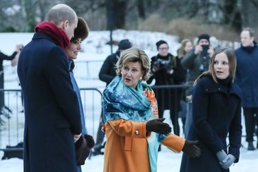La duchesse de Cambridge et le prince William avec la princesse Ingrid Alexandra et la reine Sonja de Norvège à Oslo, le 1er février 2018