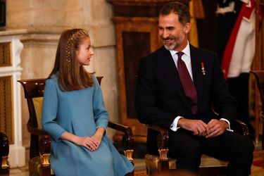 La princesse Leonor et le roi Felipe VI d&#039;Espagne à Madrid, le 30 janvier 2018