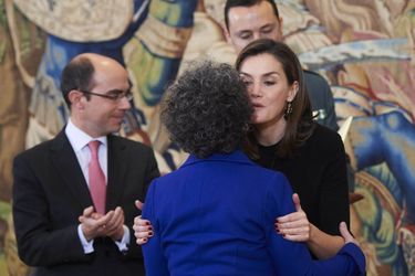 La reine Letizia d&#039;Espagne avec Victoria Civera à Madrid, le 9 février 2018