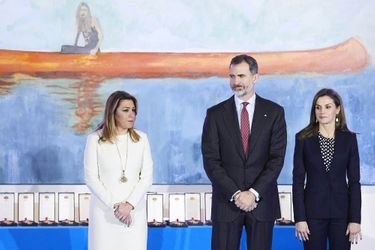 La reine Letizia et le roi Felipe VI d&#039;Espagne à Malaga, le 6 février 2018