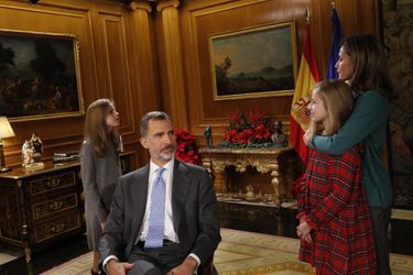 Le roi Felipe VI et la reine Letizia d&#039;Espagne avec les princesses Leonor et Sofia, à Madrid le 22 décembre 2017
