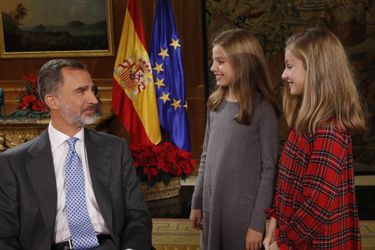 Le roi Felipe VI d&#039;Espagne et les princesses Leonor et Sofia, à Madrid le 22 décembre 2017
