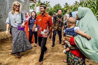 La reine Maxima des Pays-Bas sur l&#039;île de Sumatra en Indonésie, le 12 février 2018