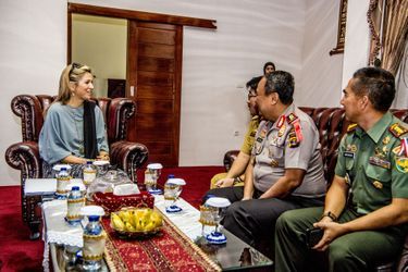 La reine Maxima des Pays-Bas sur l'île de Sumatra, le 12 février 2018