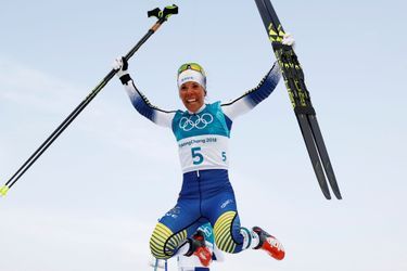 La champion olympique suédoise Charlotte Kalla au Skiathlon.