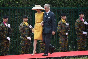La reine Mathilde et le roi Philippe de Belgique à Waterloo, le 18 juin 2015