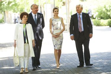 La reine Letizia d&#039;Espagne dans une robe Hugo Boss à Madrid, le 14 juin 2017