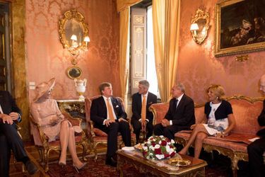 La reine Maxima et le roi Willem-Alexander des Pays-Bas avec le président du Sénat Pietro Grasso et sa femme à Rome, le 20 juin 2017