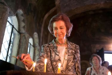 L&#039;ancienne reine Sofia d&#039;Espagne au monastère de Cherepish en Bulgarie, le 17 juin 2017