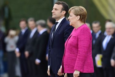 Angela Merkel et Emmanuel Macron à Berlin, lundi.