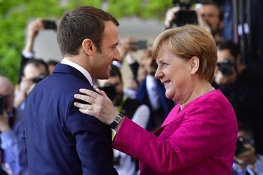 Angela Merkel et Emmanuel Macron à Berlin, lundi.