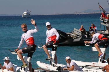 David Coulthard et Albert II de Monaco, côte-à-côte pour le départ du Challenge.