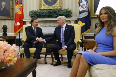 Juan Carlos Varela, Donald et Melania Trump dans le Bureau ovale, le 19 juin 2017.