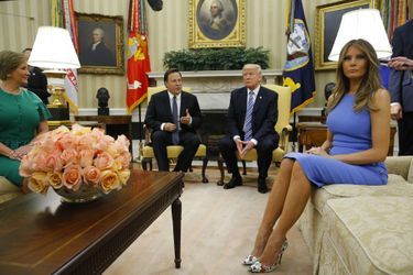 Lorena Castillo, Juan Carlos Varela, Donald et Melania Trump dans le Bureau ovale, le 19 juin 2017.