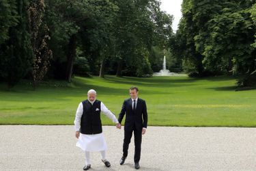 Le président français Emmanuel Macron et le Premier ministre indien Narendra Modi à l&#039;Elysée, le 3 juin 2017.