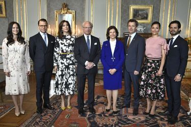 La famille royale de Suède avec la princesse Mary et le prince Frederik de Danemark à Stockholm, le 30 mai 2017
