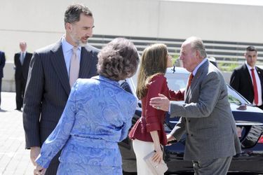 La reine Letizia et le roi Felipe VI d'Espagne avec l'ancienne reine Sofia et l'ancien roi Juan Carlos à Madrid, le 22 mai 2017