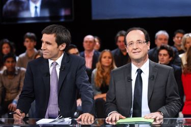 Avec François Hollande en 2012 sur le plateau de "Des paroles et des actes"