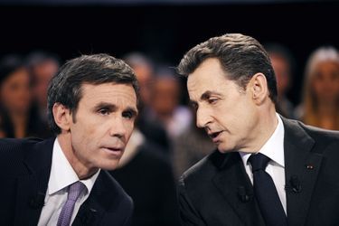 Avec Nicolas Sarkozy en 2012 sur le plateau de "Des paroles et des actes"