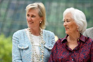 La princesse Astrid de Belgique et sa mère l'ex-reine des Belges Paola à Bruxelles, le 31 mai 2017