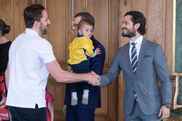 Les princes Daniel, Oscar et Carl Philip de Suède à Stockholm, le 22 mai 2017