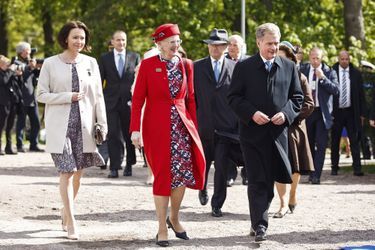 La reine Margrethe II de Danemark avec le couple présidentiel finlandais à Helsinki, le 1er juin 2017