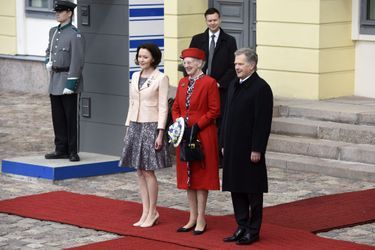 La reine Margrethe II de Danemark avec le couple présidentiel finlandais à Helsinki, le 1er juin 2017