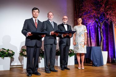 La princesse Victoria de Suède et les lauréats du prix Crafoord 2017, à Stockholm le 18 mai 2017