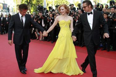 Sean Penn, Brad Pitt et Jessica Chastain au Festival de Cannes en 2011.