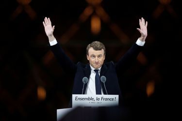 Emmanuel Macron lors de son discours au Louvre. 
