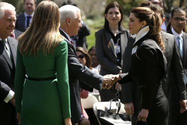 Melania Trump et la reine Rania de Jordanie à la Maison Blanche, le 5 avril 2017.