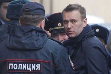 Alexeï Navalny arrivant au tribunal de Moscou, le 27 mars 2017.