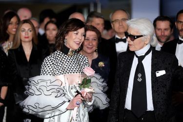 Caroline de Monaco et Karl Lagerfeld au Bal de la Rose, le 18 mars 2017.