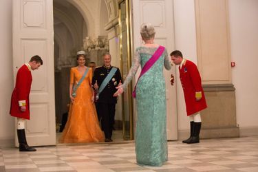 La reine Margrethe II de Danemark avec la reine Mathilde et le roi Philippe de Belgique à Copenhague, le 28 mars 2017