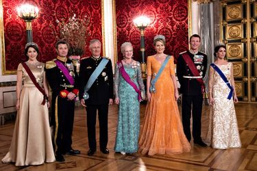 La famille royale du Danemark avec la reine Mathilde et le roi Philippe de Belgique à Copenhague, le 28 mars 2017