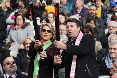 Christian Estrosi et Laura Tenoudji-Estrosi au carnaval de Nice.