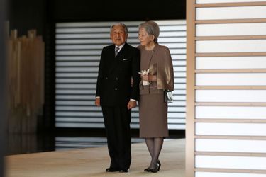 L&#039;empereur Akihito et l&#039;impératrice Michiko du Japon à Tokyo, le 5 avril 2017