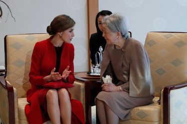 La reine Letizia d&#039;Espagne et l&#039;impératrice Michiko du Japon à Tokyo, le 5 avril 2017