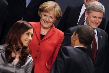 Angela Merkel et Barack Obama lors du G20 à Londres, le 2 avril 2009.