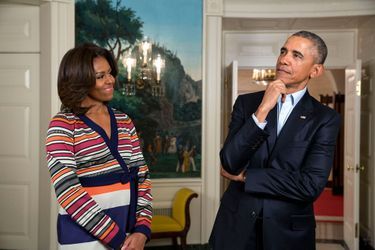 Michelle et Barack Obama tournent une vidéo pour la campagne Let's Move, le 20 février 2015.