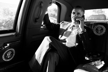 Barack Obama dans la voiture présidentielle, le 20 juillet 2012.