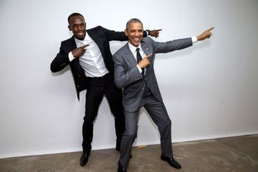 Usain Bolt et Barack Obama à Kingston, en Jamaïque, le 9 avril 2015.