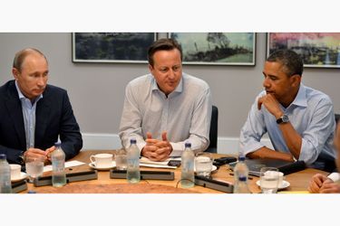 Vladimir Poutine, David Cameron et Barack Obama au G8 à Enniskillen (Irlande du Nord), le 18 juin 2013.