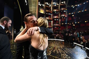 Kate Winslet et Leonardo DiCaprio fêtent l&#039;Oscar du roi Leo, février 2016.