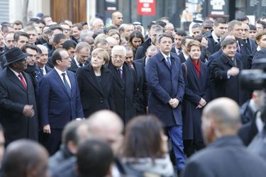 Les chefs d&#039;Etat durant la marche républicaine à Paris